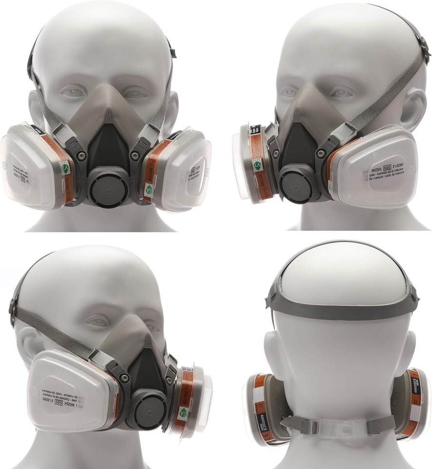 18 IN 1 Half Face Cover Gas Mask Reusable Respirator Safety Glasses for