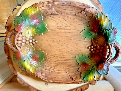 GRAPE VINE Syroco 13'' Serving Tray 50's  Faux Wood MCM Multi Prod Inc USA Vtg