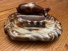 Vintage Dolphin  Cigarette Ashtray Glazed Ceramic
