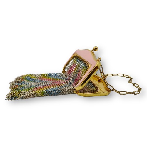 Vtg 1920s Whiting & Davis Dresden Enameled Pastel Mesh Purse Art Deco Flapper - Picture 8 of 15