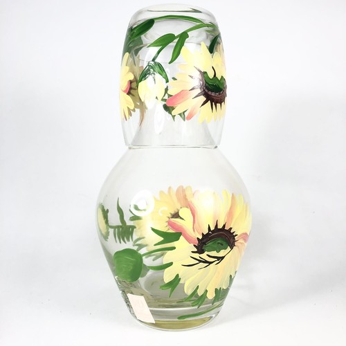 Royal Danube Hand Painted Crystal Floral Bedside Decanter & Water Glass Romania - Picture 2 of 5