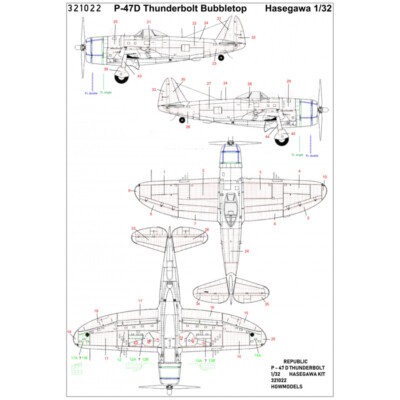 HGW 1/32 scale P-47D Thunderbolt RIVETING SET for Hasegawa - 321022 HGW 1/32 scale P-47D Thunderbolt RIVETING SET for Hasegawa - 321022