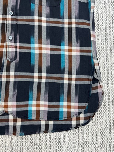 ABBIGLIAMENTO INGEGNERIZZATO Camicia BD del XIX secolo, UOMO MEDIUM ??Madras Slim, Nero USA - Foto 4 di 7