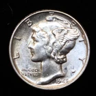 1945  USA 10 CENT DIME - WINGED MERCURY - .900 SILVER - WWII - HIGH GRADE