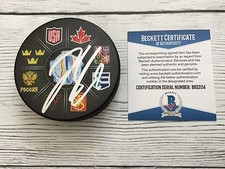 Jacob Trouba Signed Autographed 2016 World Cup of Hockey Puck Beckett BAS COA a