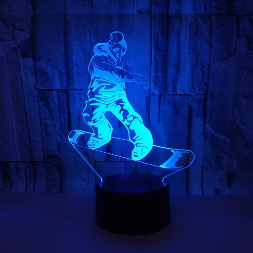 7 Color Changing 3D Snowboarding Night Light LED Desk Lamp Touch Room Decor Gift - Picture 7 of 11