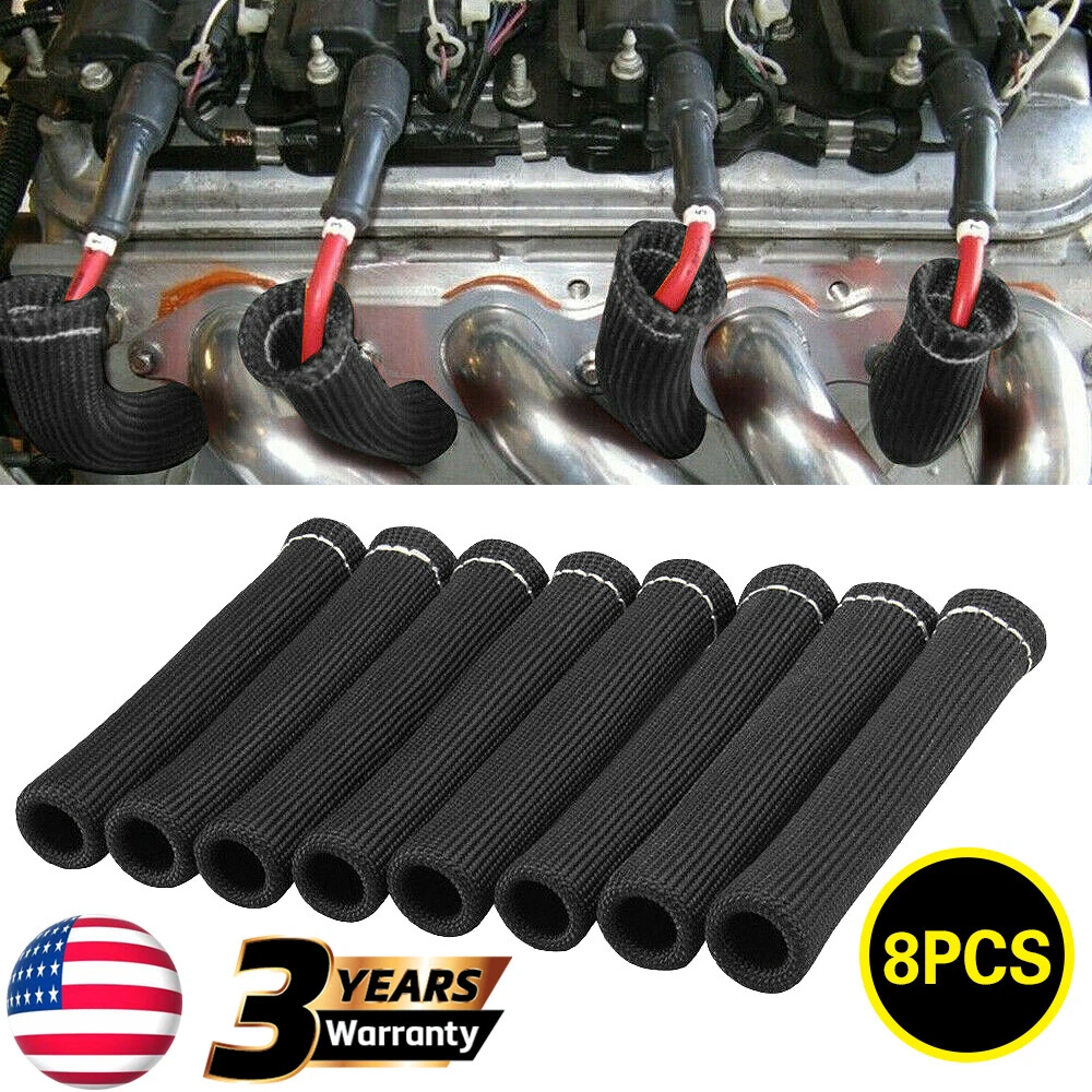 Black 2500° Spark Plug Wire Boots Protector Sleeve Heat Shield Cover For LS1/LS2  | eBay