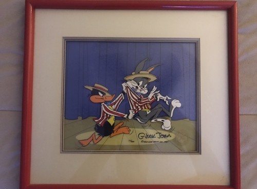 bugs and daffy - animation cel "exit stage right"