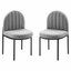 modway isla fabric tufted dining side chair in black and light gray (set of 2)