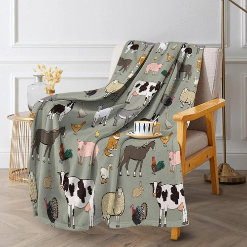 Various Animals Blanket Soft Pig Horse Durable Comfortable Blanket Gift 50"x60" - Picture 9 of 11