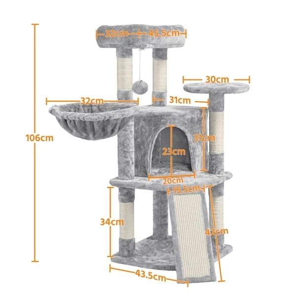 Kratzbaum Stabil Katzenkratzbaum Kletterbaum für Katzen Katzenmöbel groß 107cm - Bild 3 von 4