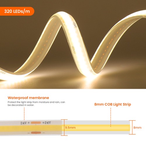 DC24V 480 COB LED Strip Lights Waterproof IP68 Tape Rope Cabinet Kitchen Light - Picture 6 of 15