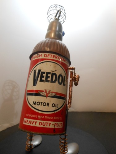 Retro-Futur Robot Sculpture Upcycled Metal Scrap Folk Art Handmade (R-16 - Foto 5 di 12