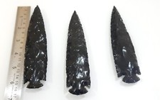 6 Inches Black Obsidian Arrowhead Flint Stone OH native craft