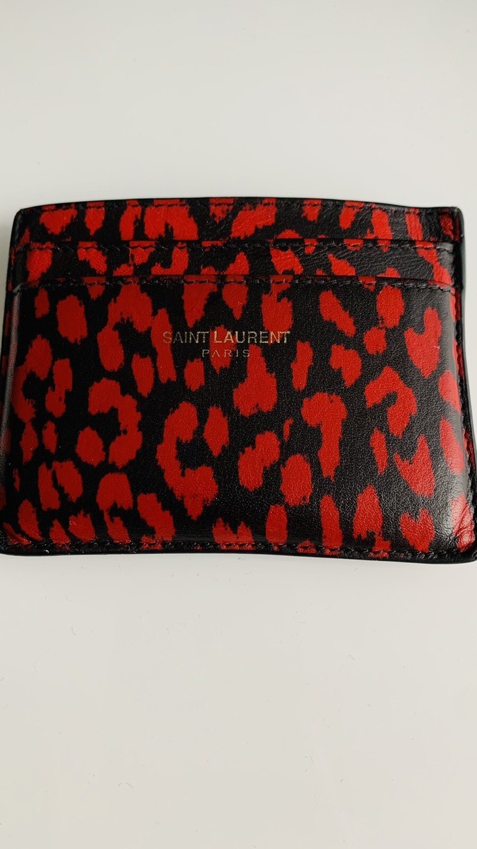Authentic Saint Laurent Red Leopard Card Holder | eBay