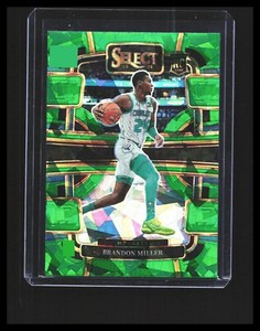 2023-24 Brandon Miller Rookie Card Panini Select Concourse Green Ice #80 Hornets