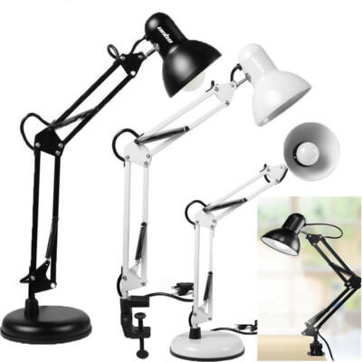 Super Bright Desk Lamp Swing Arm With Led Bulb Clamp Metal Home