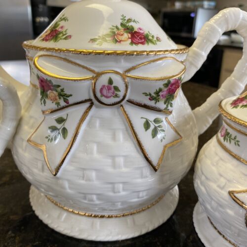 Royal Albert Old Country Roses Teapot NEW 3pc Sets Finished W/ 22k Gold - Picture 10 of 12