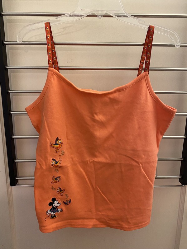Disneyland Resort Cami Xl Embroidered Minnie And Birds Cotton Knit