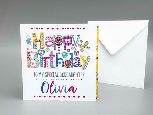 Personalised Goddaughter Birthday Card – Handmade Special Girl Card – 15cm - Foto 2 di 19
