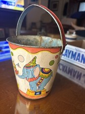 Vintage J. Chein Tin Litho Sand Pail Bucket CIRCUS ELEPHANT