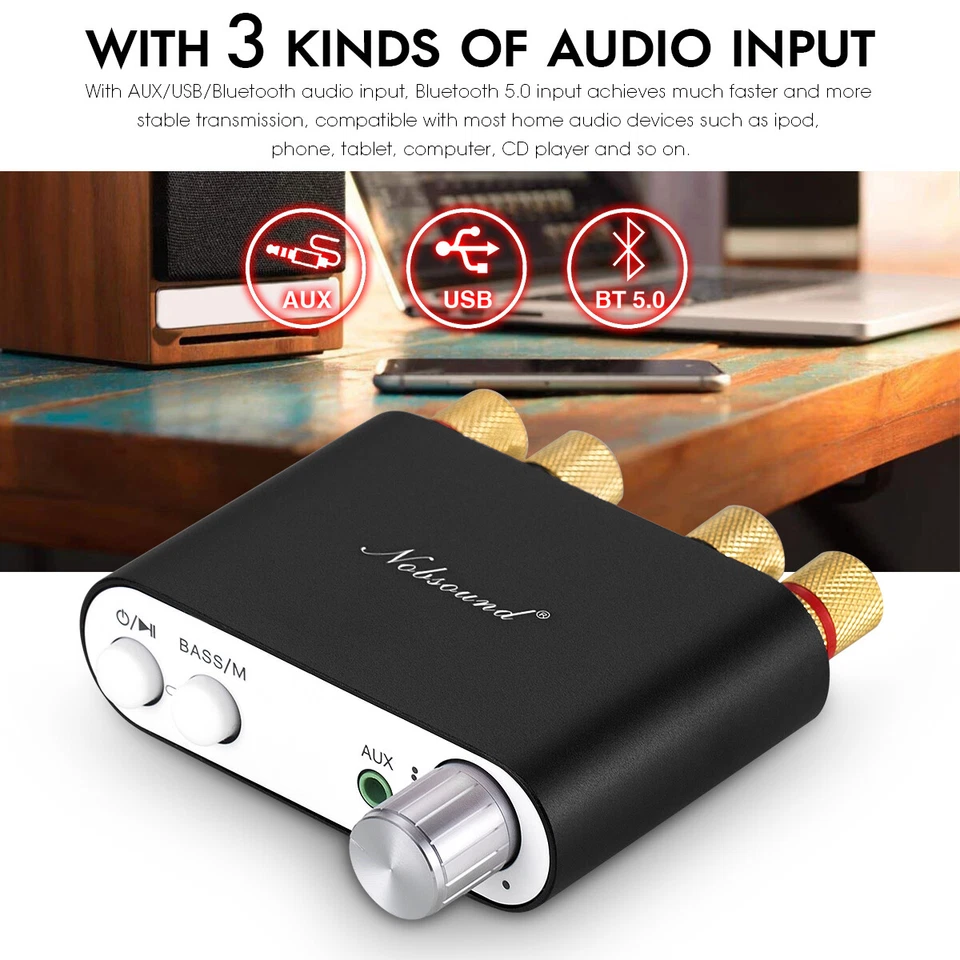 Nobsound Bluetooth Mini Digital Power Amplifier Stereo Audio Amp NO POWER SUPPLY - Image 3 of 4