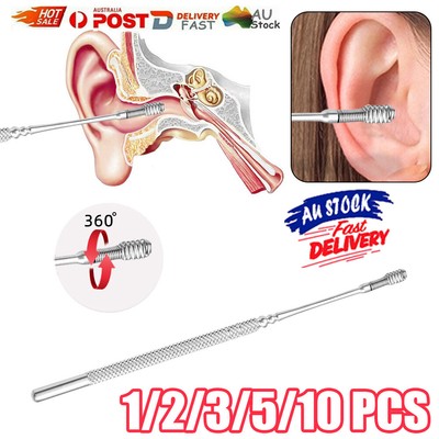 1/2/3/5/10pcs Spring Ear Pick Steel Curette Earwax Cleaner Removal ...