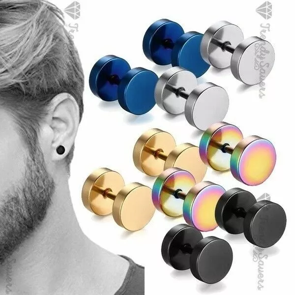 Amazon.com: Gemtastic Titanium Surgical Stainless Steel Earrings for Men  Hypoallergenic Ear Piercing Earrings Screw On Back: Clothing, Shoes &  Jewelry