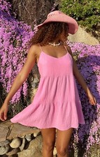 Show Me Your Mumu M Mini Dress Caroline Tiered Bubblegum Pink Sundress Beach
