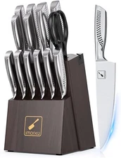 Imarku Knife Set - Knife Sets for Kitchen with Block, 15PCS High Carbon Stainles