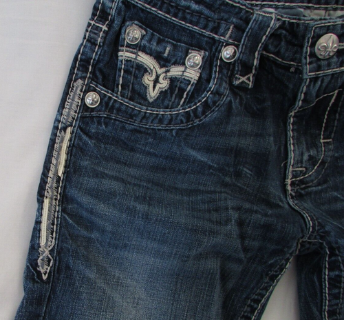Mens "Rock Revival" Size 30 (W30/L30.5) Blue, Distressed, Carl Boot Jeans - Picture 4 of 19