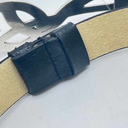 Cintura catena Chico's ferramenta argento pelle nera vita regolabile taglia ML 43-1/2" - Foto 10 di 14