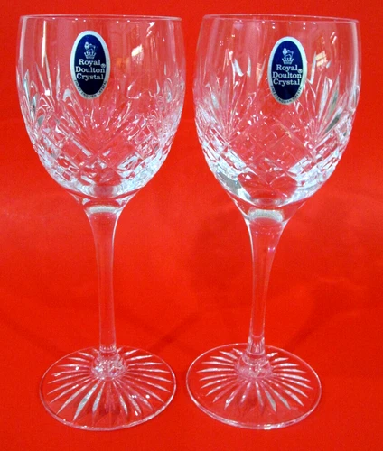 Royal Dalton Westminster Crystal Red Wine Glasses ✨  7.5", 6oz, OOP, Set Of Two
