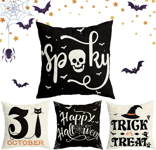 Halloween Decorations Pillow Covers 18X18 Set of 4 for Halloween Decor Indoor Ou - Picture 4 of 12