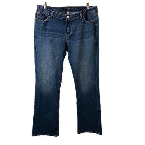 Jennifer Lopez Damenjeans Größe 16 mittlere Waschung Bootcut Stretch blau Denim