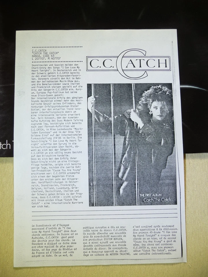 C.C. Catch – Catch The Catch (Promotion Copy + Promo-Sheet) - Bild 4 von 4