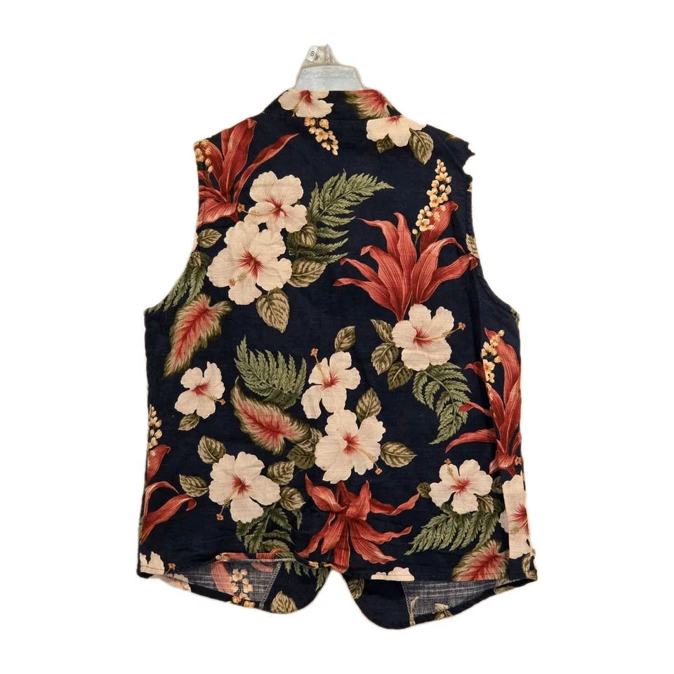 Top hawaiano Hilo Hattie para mujer talla grande algodón gancho y ojo sin mangas en muy buen estado Foto 2 de 4