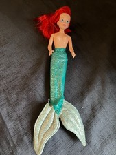 Disney The Little Mermaid Ariel Barbie Princess doll red hair fish tail ,11" (C)