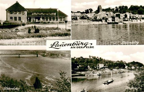 Lauenburg Elbe Bahnhofs-Restaurant m. Hafen u. Elbbrüc