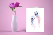 Stonehouse Stationery Collection Watercolor Jellyfish Note Card Elegant
