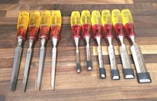 Vintage Marples Shamrock Chisels Set of 10 ,Splitproof Handles,Made In England. 