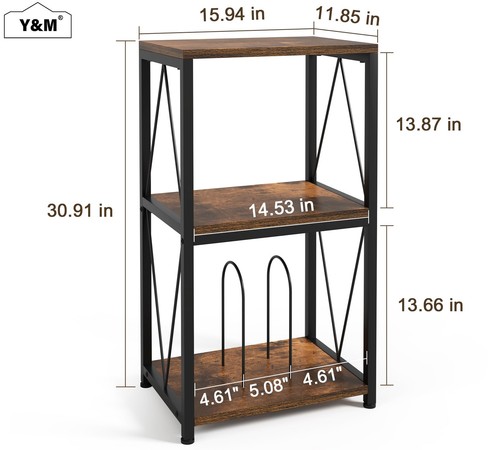 3-Tier Record Player Stand with Vinyl Record Storage, Turntable Stand Record ... - Picture 3 of 6