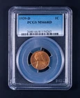 1939-D Lincoln Wheat Small Cent Copper PCGS MS66 RD WB263