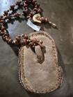 Mystical Megan Hand Carved Goddess Face Bead Medallion Suede Leather Necklace — photo 4
