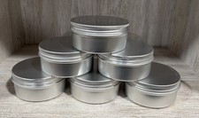 6 Aluminum Tins w Covers 6oz. Silver Empty Containers for DIY Crafts