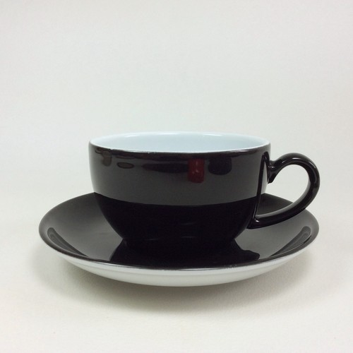 Dibbern Solid Color Kaffeetasse Tasse Untertasse Schwarz - Bild 1 von 4