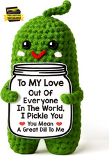Valentines Day Gifts for Him Her Boyfriend Girlfriend, Handmade Crochet Pickle V