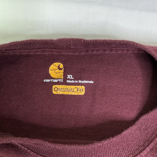 Carhartt Original Fit Pocket T Shirt Burgundy S/S Heavyweight Size XL - Picture 3 of 5