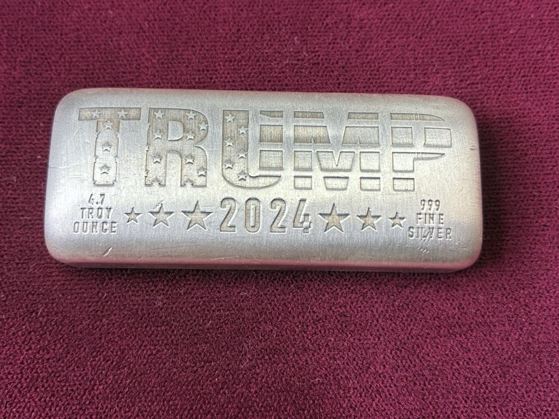 2024 President Donald J. Trump 4.7 Troy Oz .999 Fine Silver Poured Bar SN: 010
