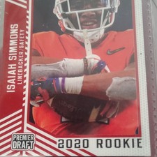 SAGE 2020 Sage Hit Isaiah Simmons Rookie Football Trading Card #77. rookie card picture